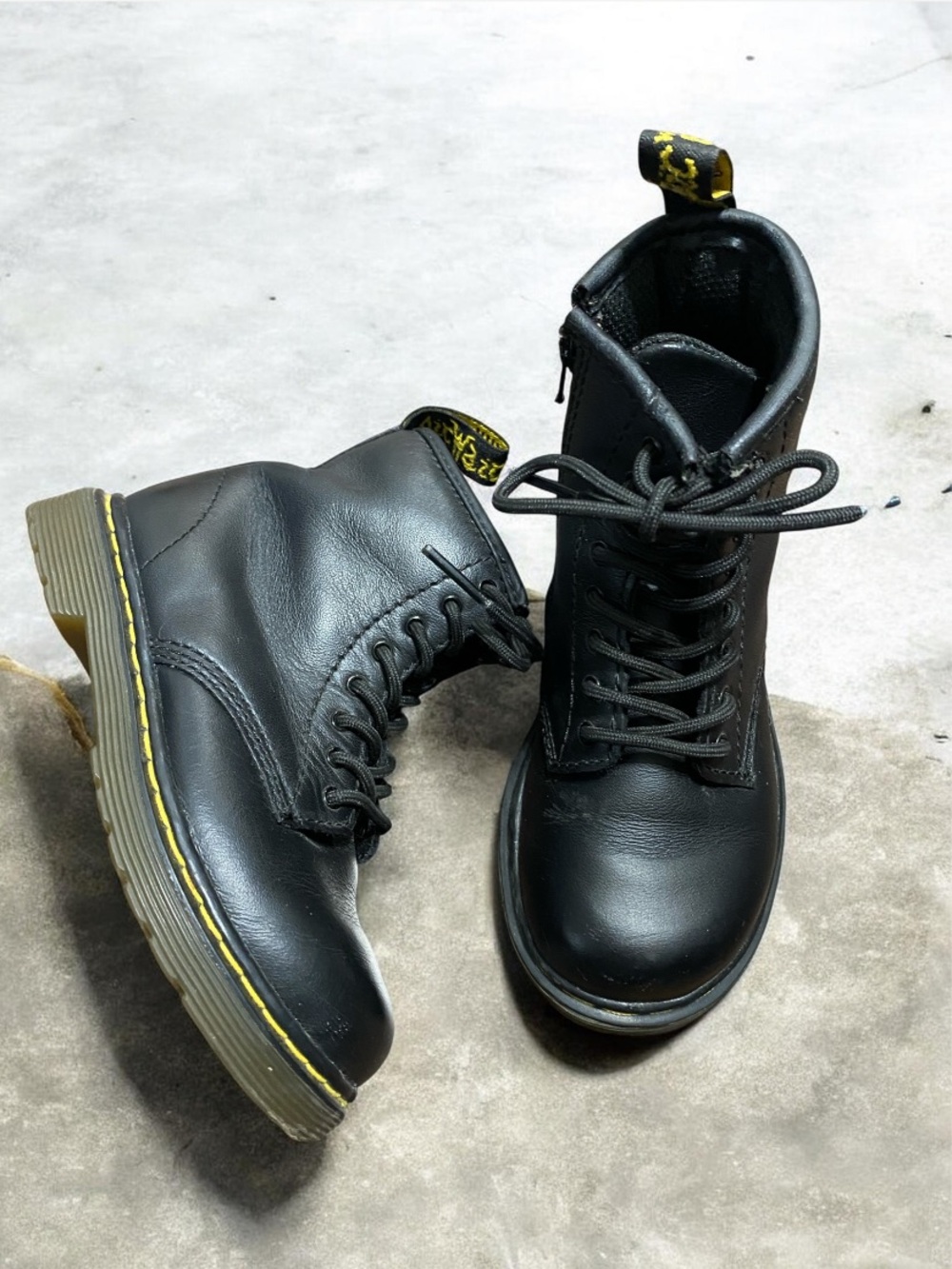 Dr Martens UNISEX Lace Up Zip Closure Black Kid Boots Size 9